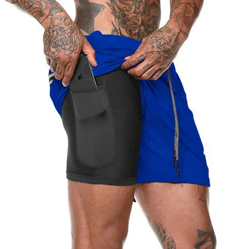 Men's Running Shorts - 2 in 1 Double-Deck Quick Drying Sports Shorts for Jogging, Gym, and Sports Activities