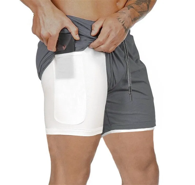 Men's Running Shorts - 2 in 1 Double-Deck Quick Drying Sports Shorts for Jogging, Gym, and Sports Activities