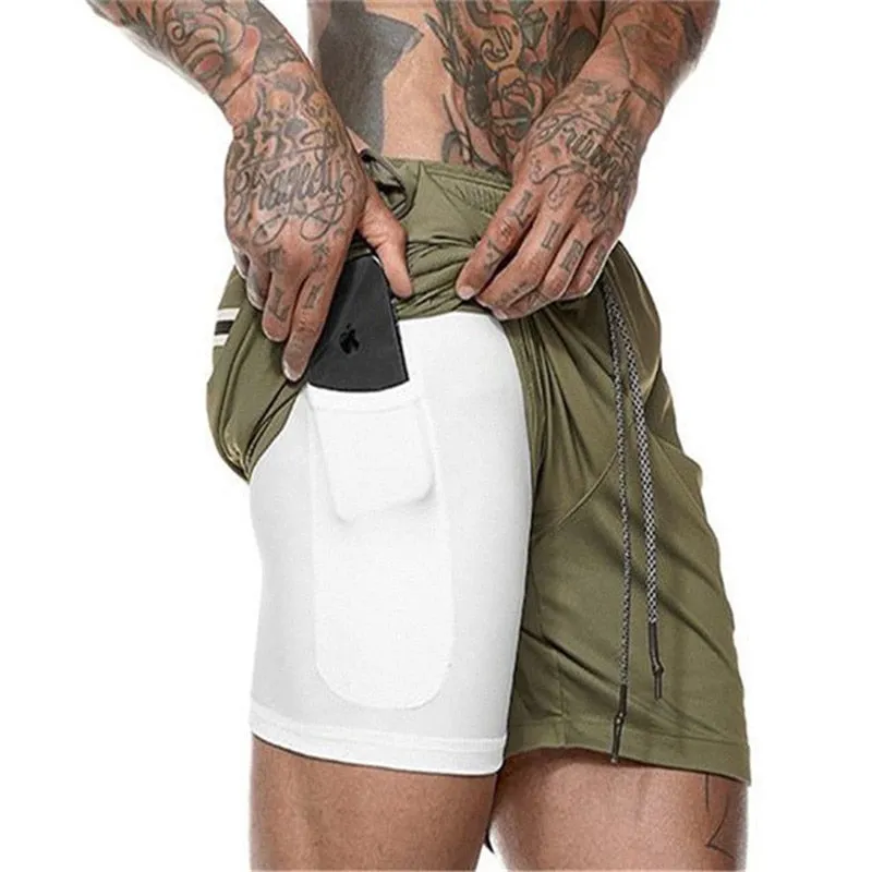 Men's Running Shorts - 2 in 1 Double-Deck Quick Drying Sports Shorts for Jogging, Gym, and Sports Activities