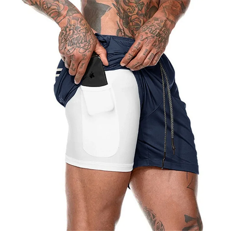 Men's Running Shorts - 2 in 1 Double-Deck Quick Drying Sports Shorts for Jogging, Gym, and Sports Activities