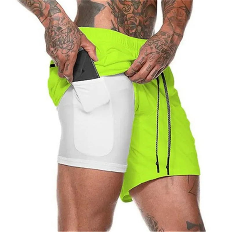Men's Running Shorts - 2 in 1 Double-Deck Quick Drying Sports Shorts for Jogging, Gym, and Sports Activities