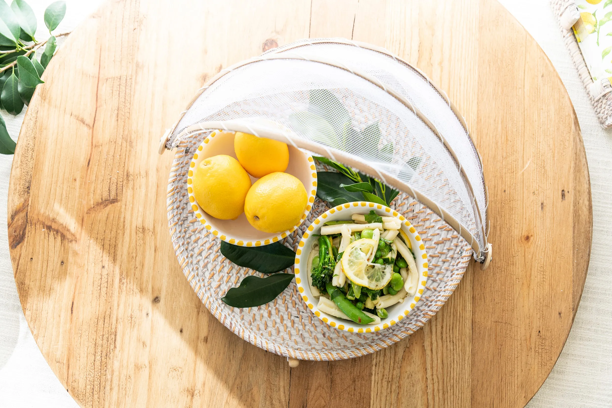 Mesh Food Cover Rattan Base 35cm