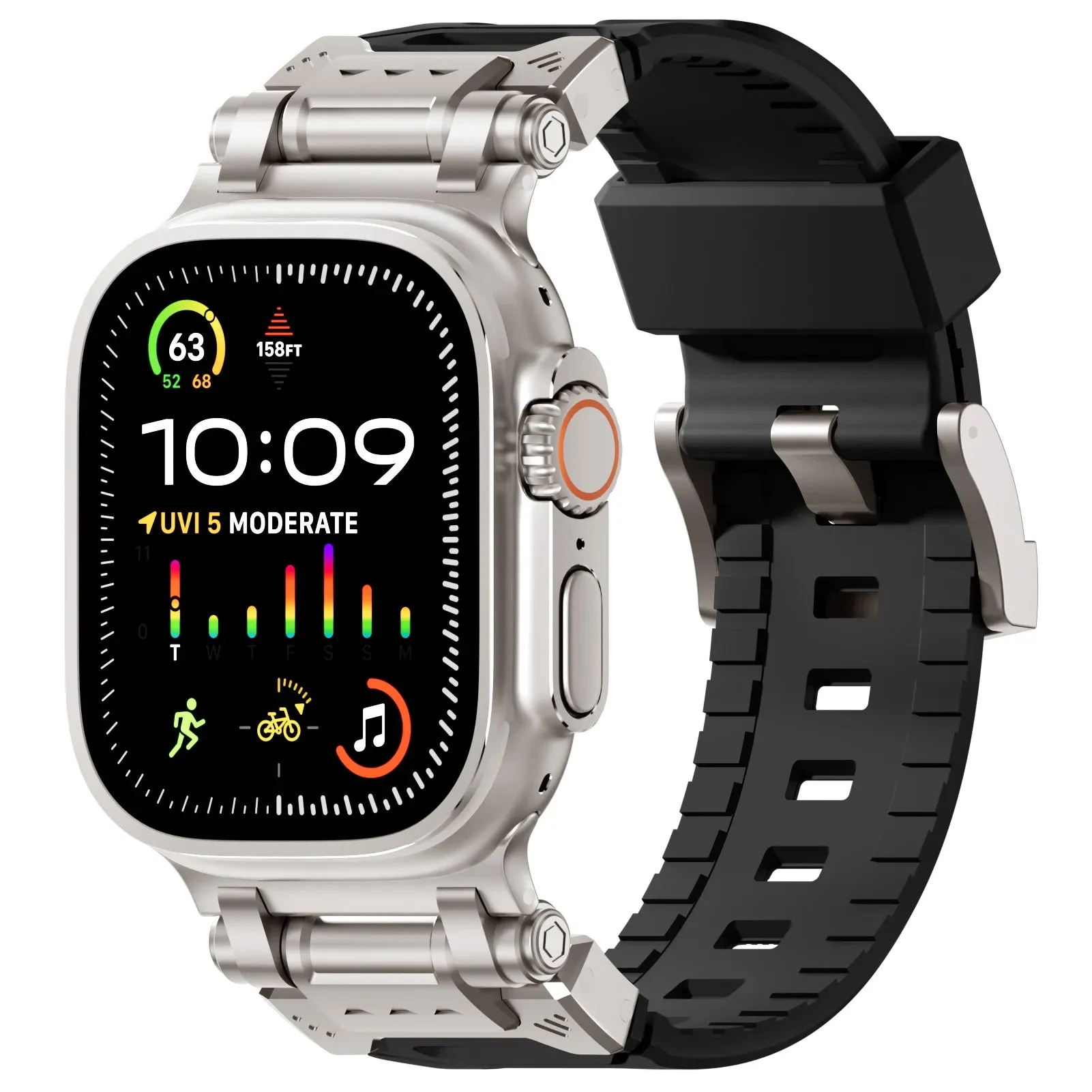 Metal and Silicone Hybrid Watch Strap for Apple Watch