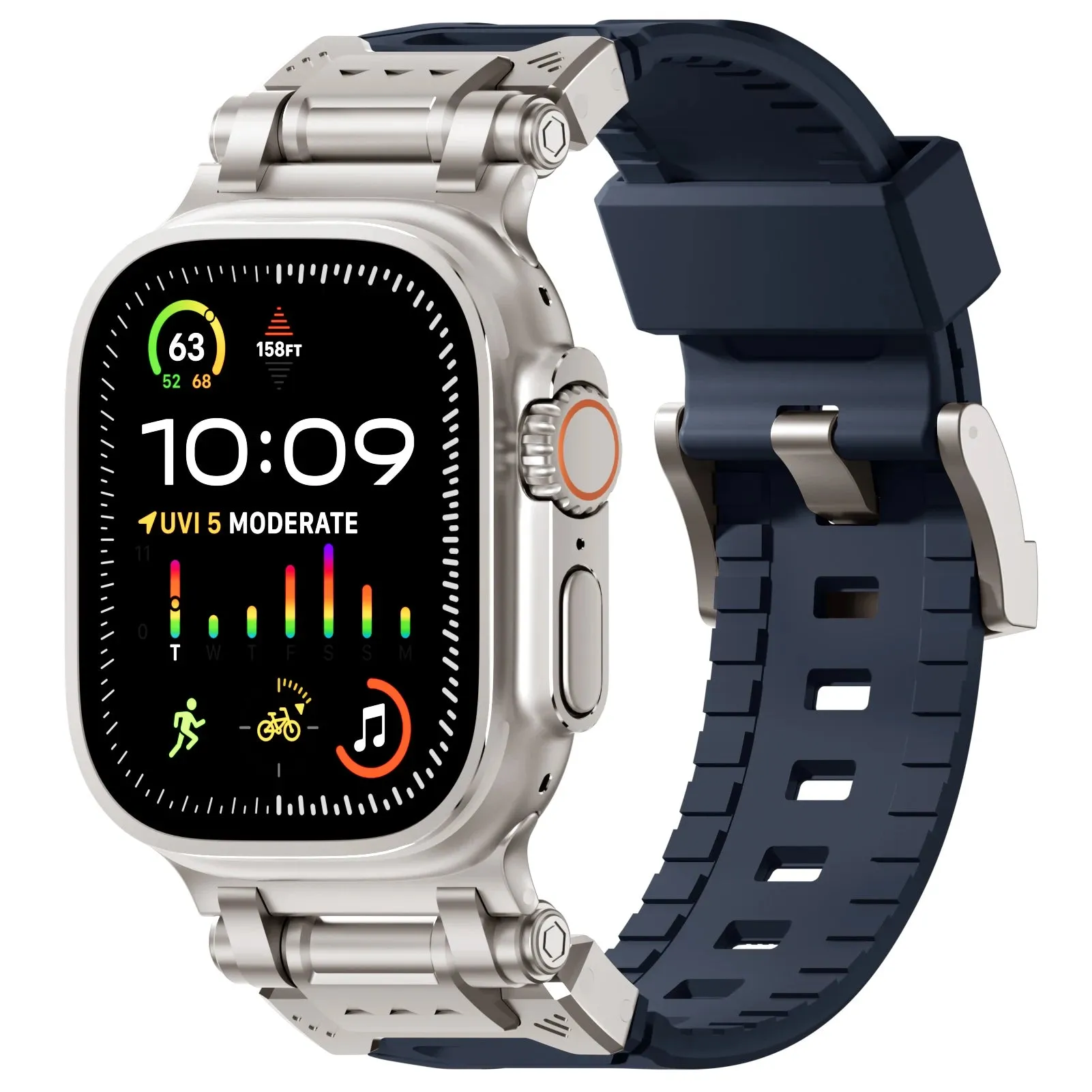 Metal and Silicone Hybrid Watch Strap for Apple Watch