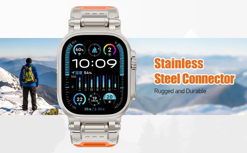 Metal and Silicone Hybrid Watch Strap for Apple Watch