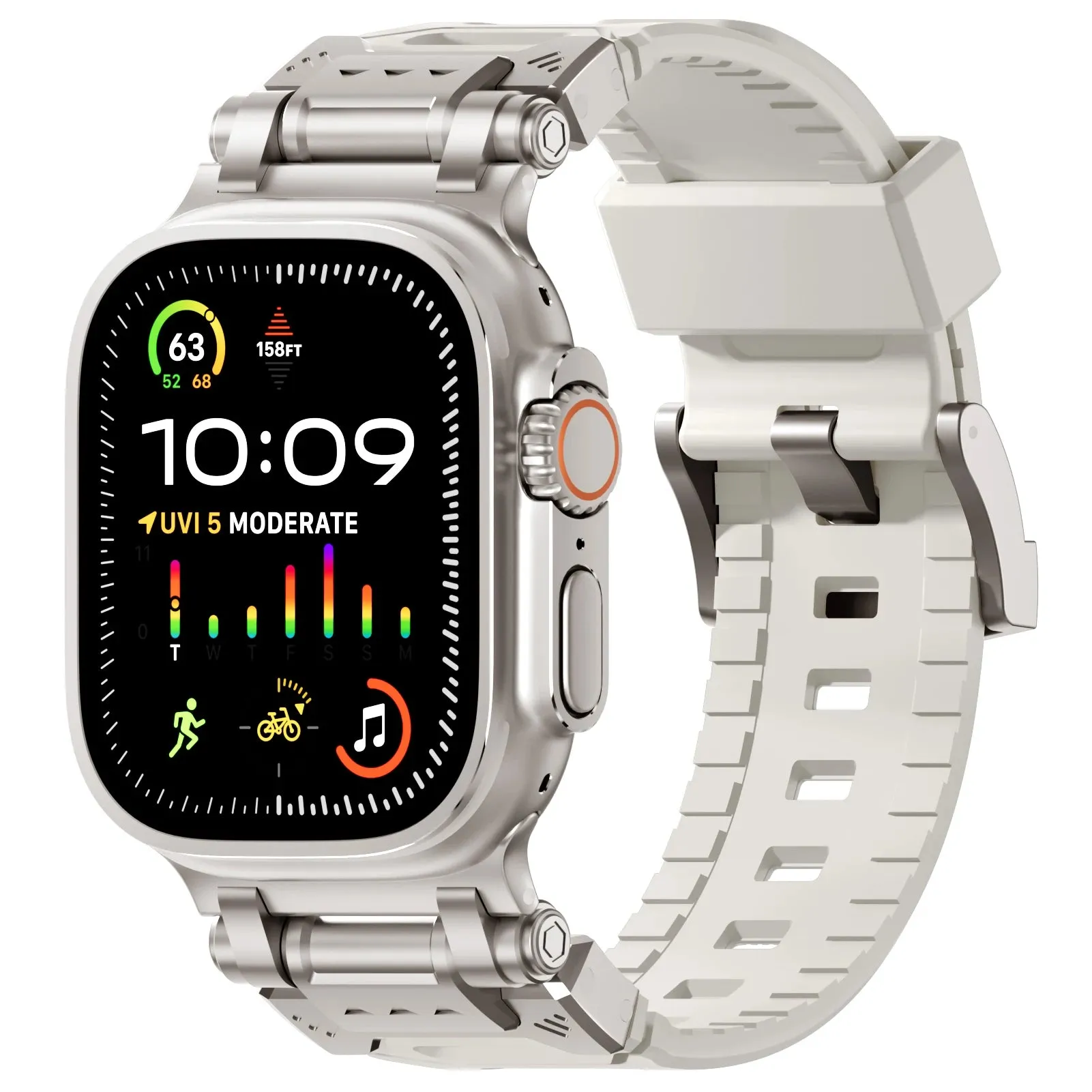 Metal and Silicone Hybrid Watch Strap for Apple Watch