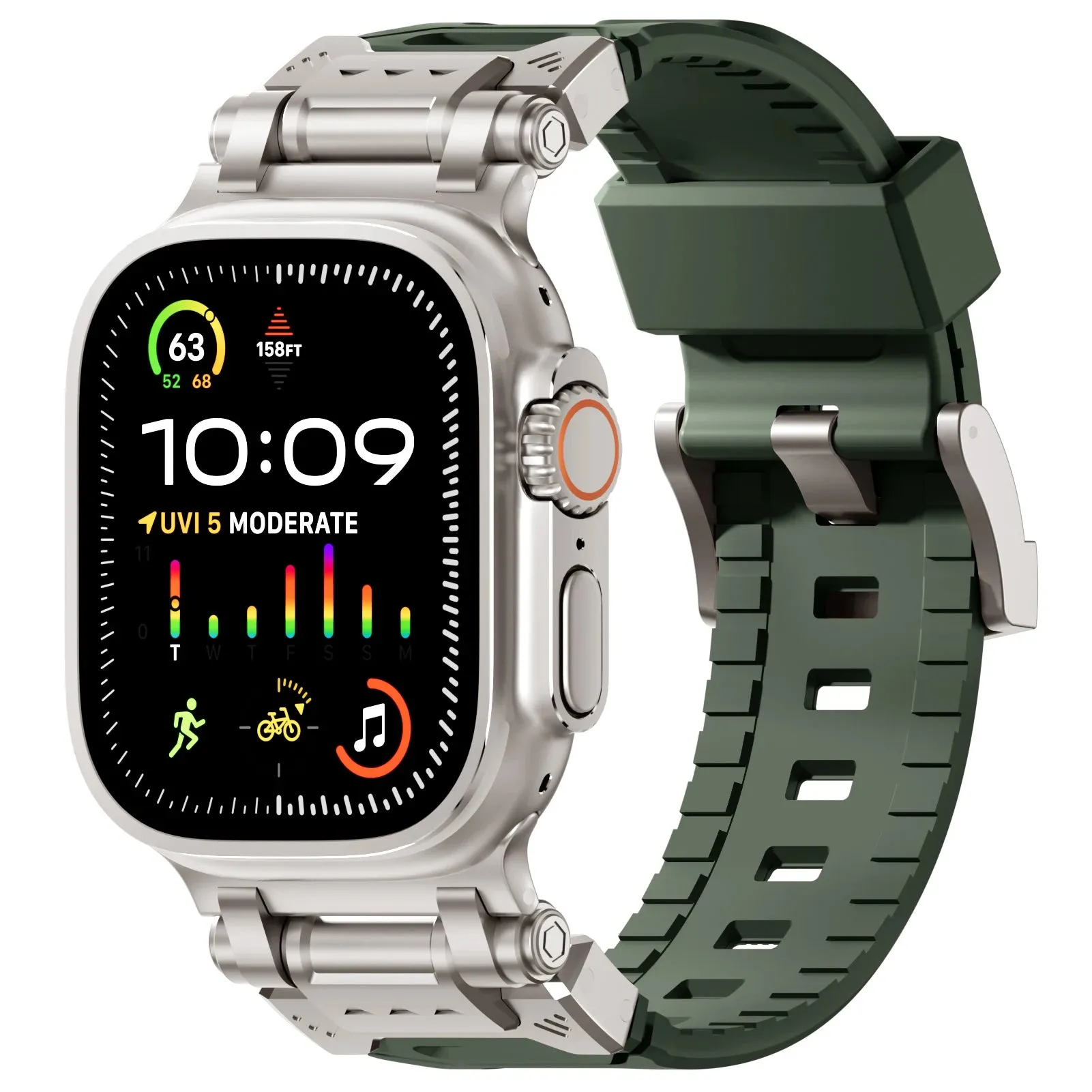 Metal and Silicone Hybrid Watch Strap for Apple Watch