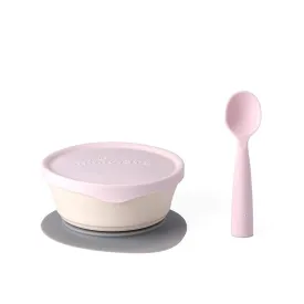 Miniware First Bites Baby Feeding Set with Baby Bowl, Detachable Suction Foot, and Baby Spoon - Eco-Friendly, BPA Free, Dishwasher Safe Baby Eating Essentials(Vanilla & Cotton Candy)