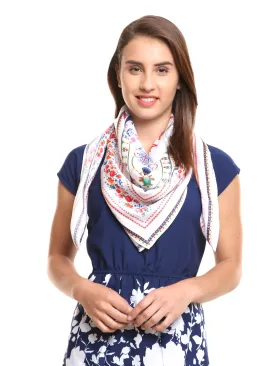 Modarta Neck Scarf - White Floral Scarf