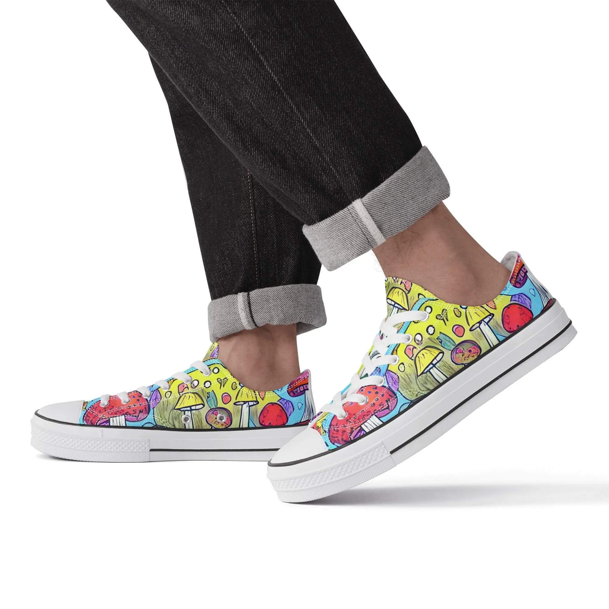 Mushroom Mens Low Top Shoes, Garden Classic Canvas Converse Sneakers.