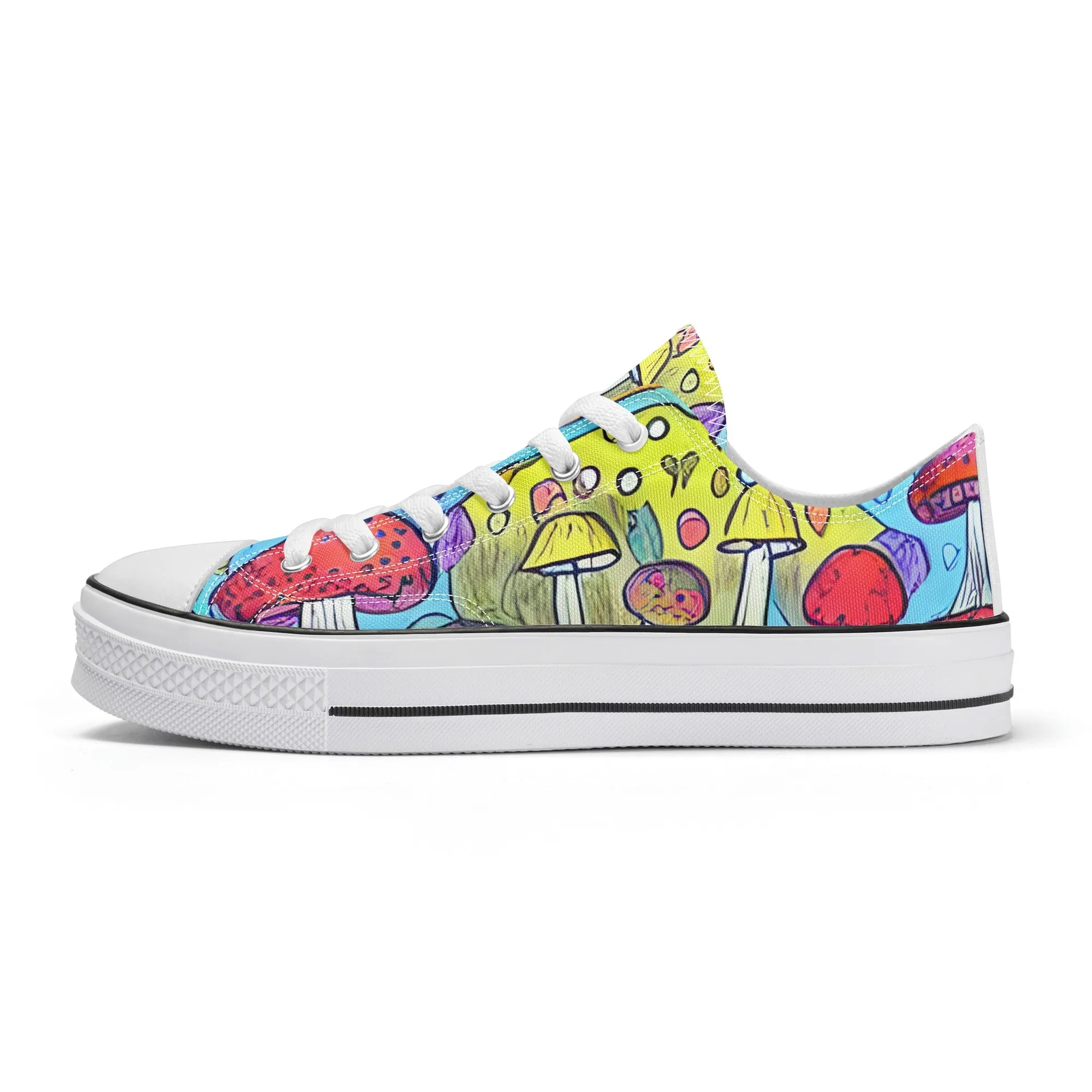 Mushroom Mens Low Top Shoes, Garden Classic Canvas Converse Sneakers.