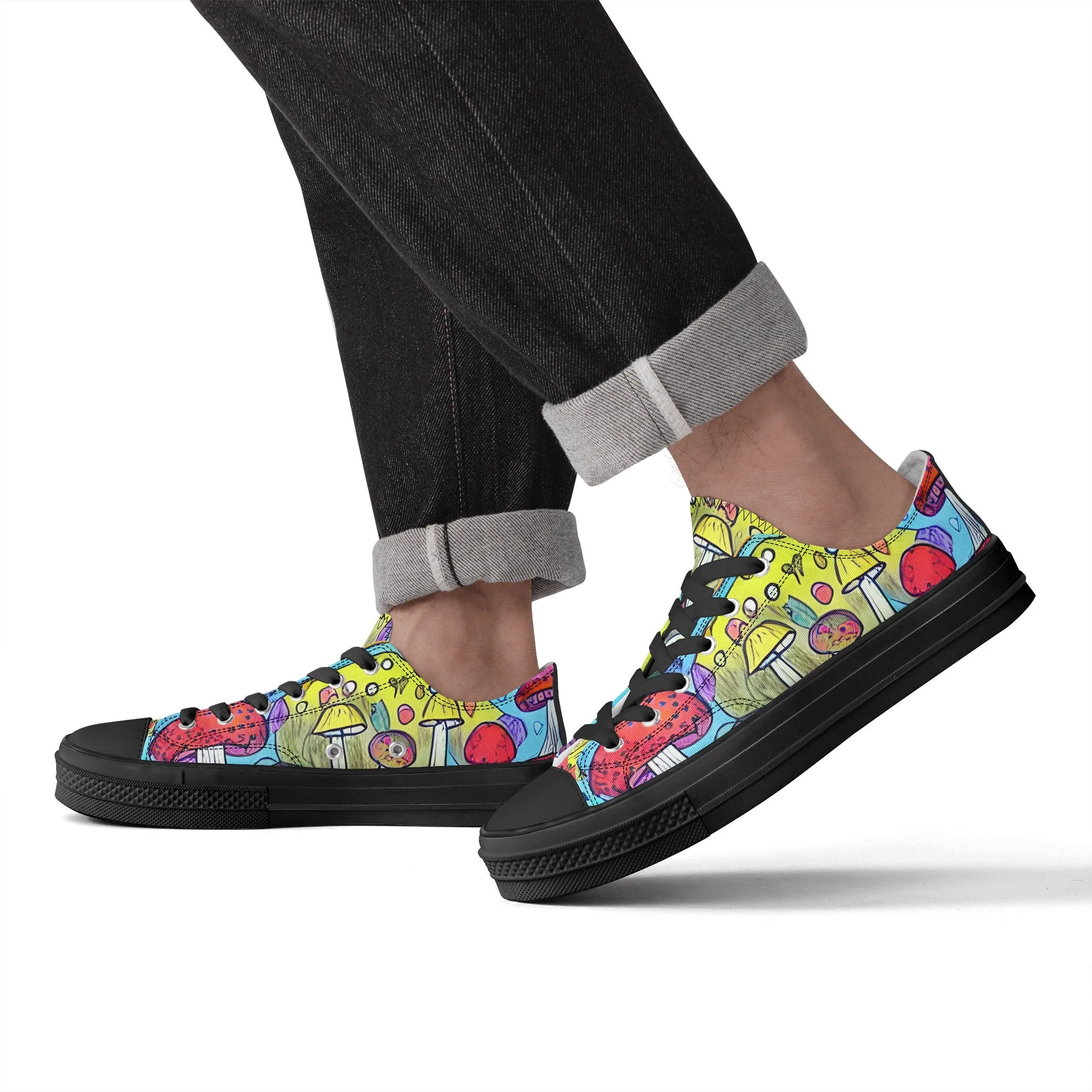 Mushroom Mens Low Top Shoes, Garden Classic Canvas Converse Sneakers.