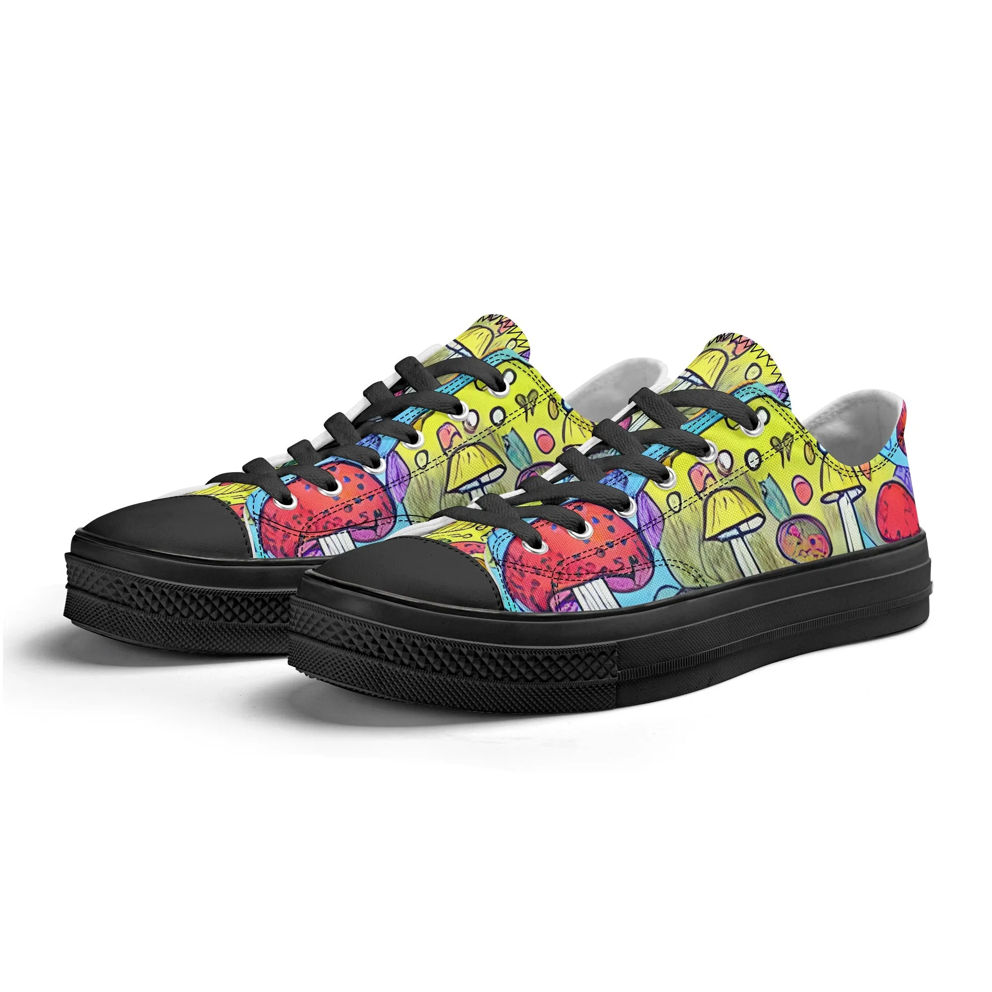 Mushroom Mens Low Top Shoes, Garden Classic Canvas Converse Sneakers.