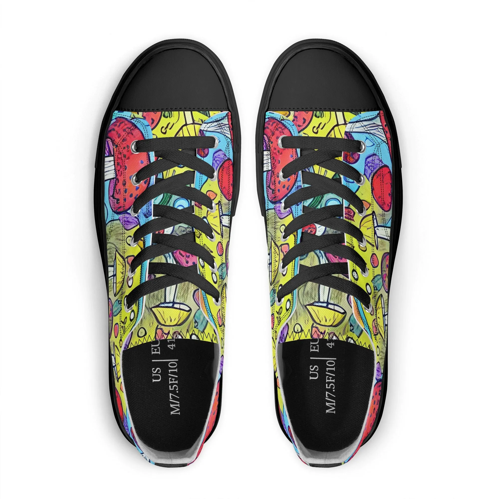 Mushroom Mens Low Top Shoes, Garden Classic Canvas Converse Sneakers.
