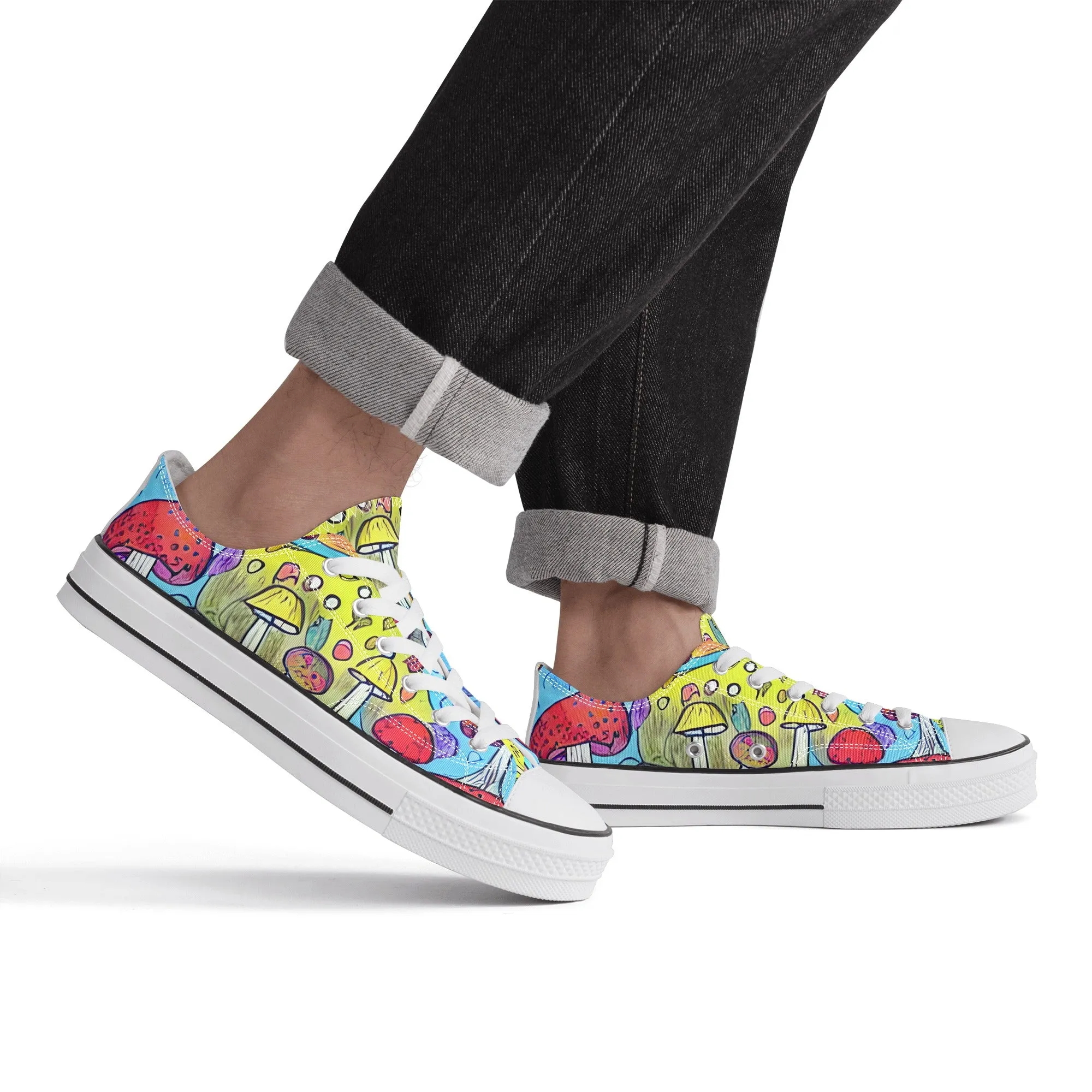Mushroom Mens Low Top Shoes, Garden Classic Canvas Converse Sneakers.
