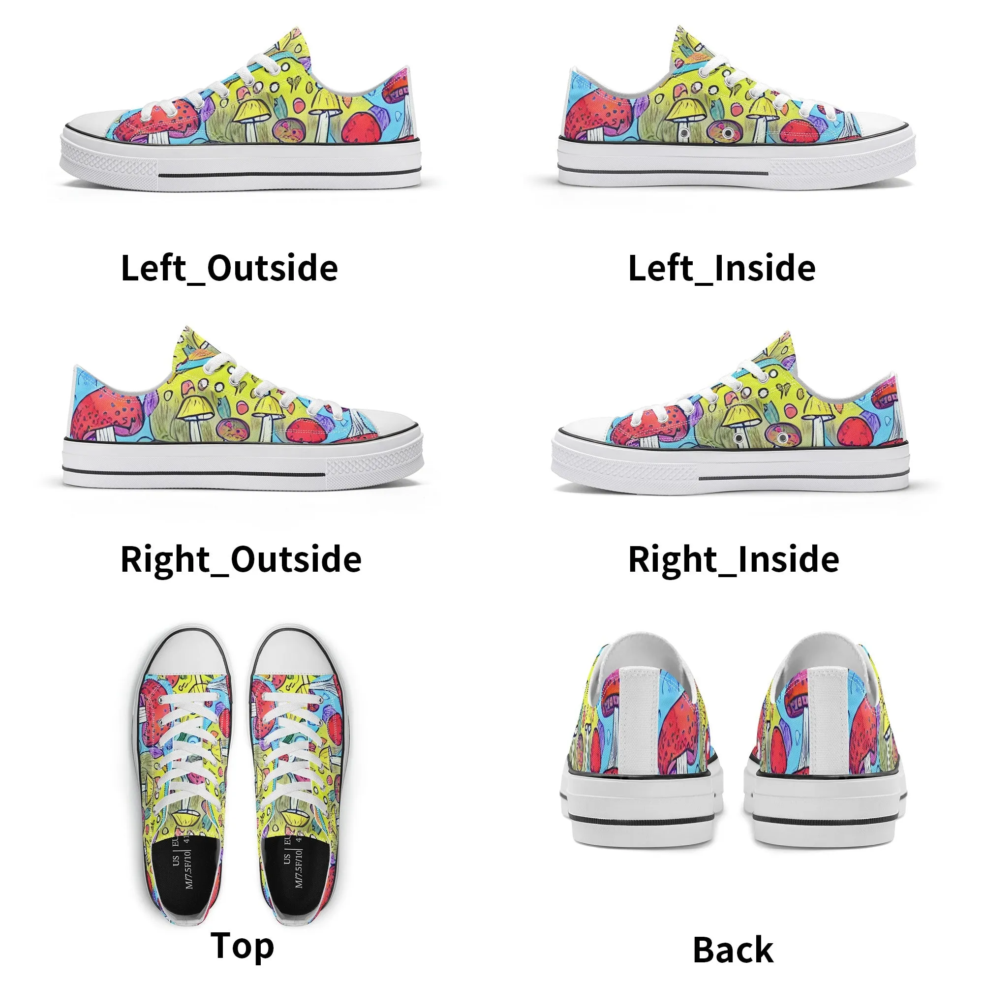 Mushroom Mens Low Top Shoes, Garden Classic Canvas Converse Sneakers.