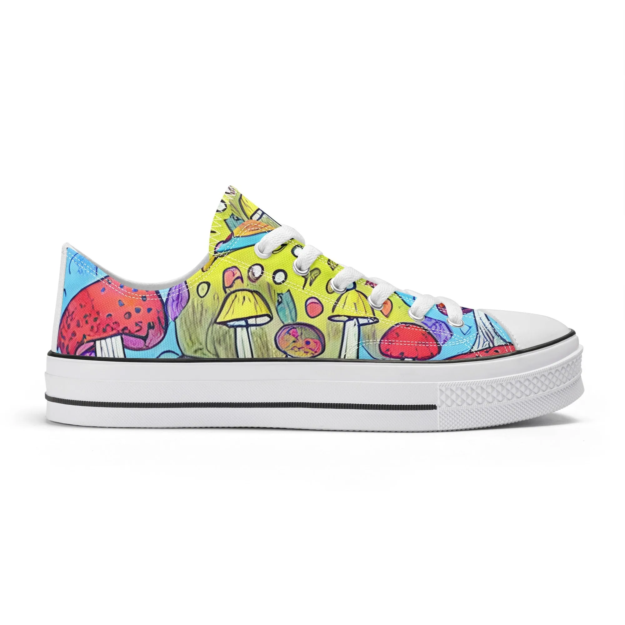 Mushroom Mens Low Top Shoes, Garden Classic Canvas Converse Sneakers.