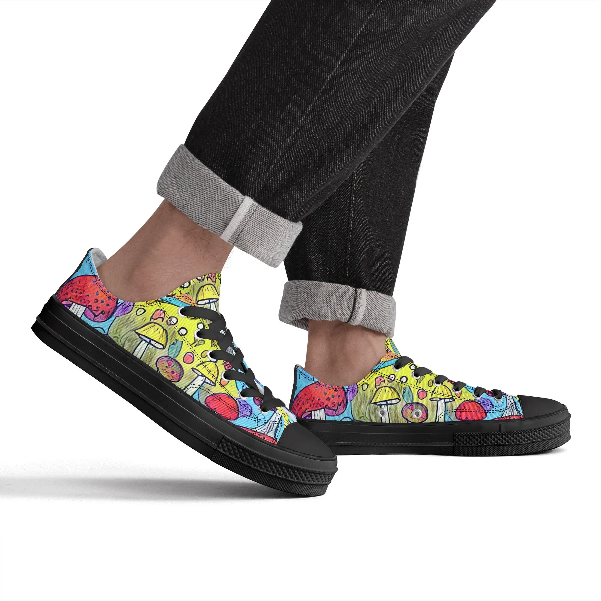 Mushroom Mens Low Top Shoes, Garden Classic Canvas Converse Sneakers.