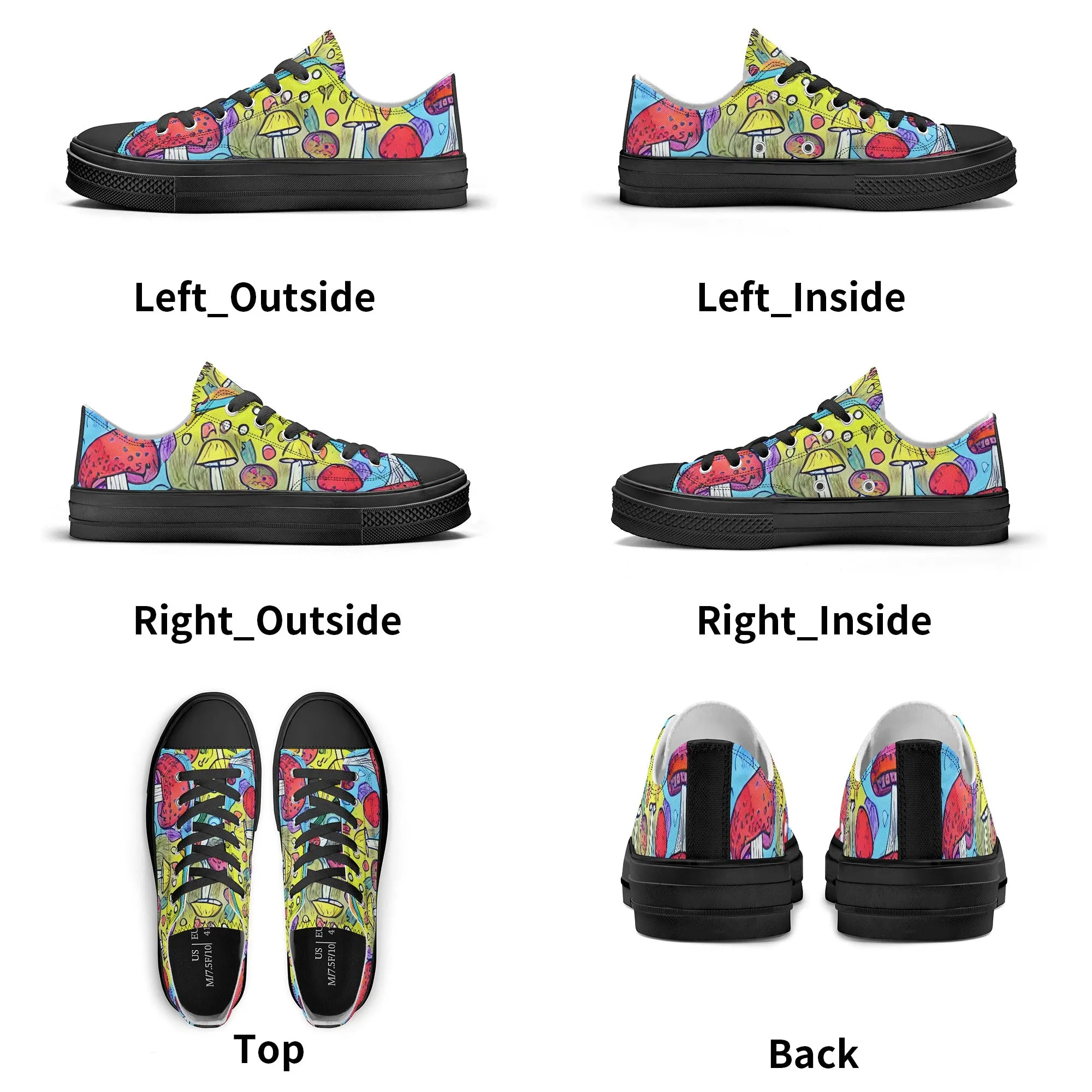 Mushroom Mens Low Top Shoes, Garden Classic Canvas Converse Sneakers.