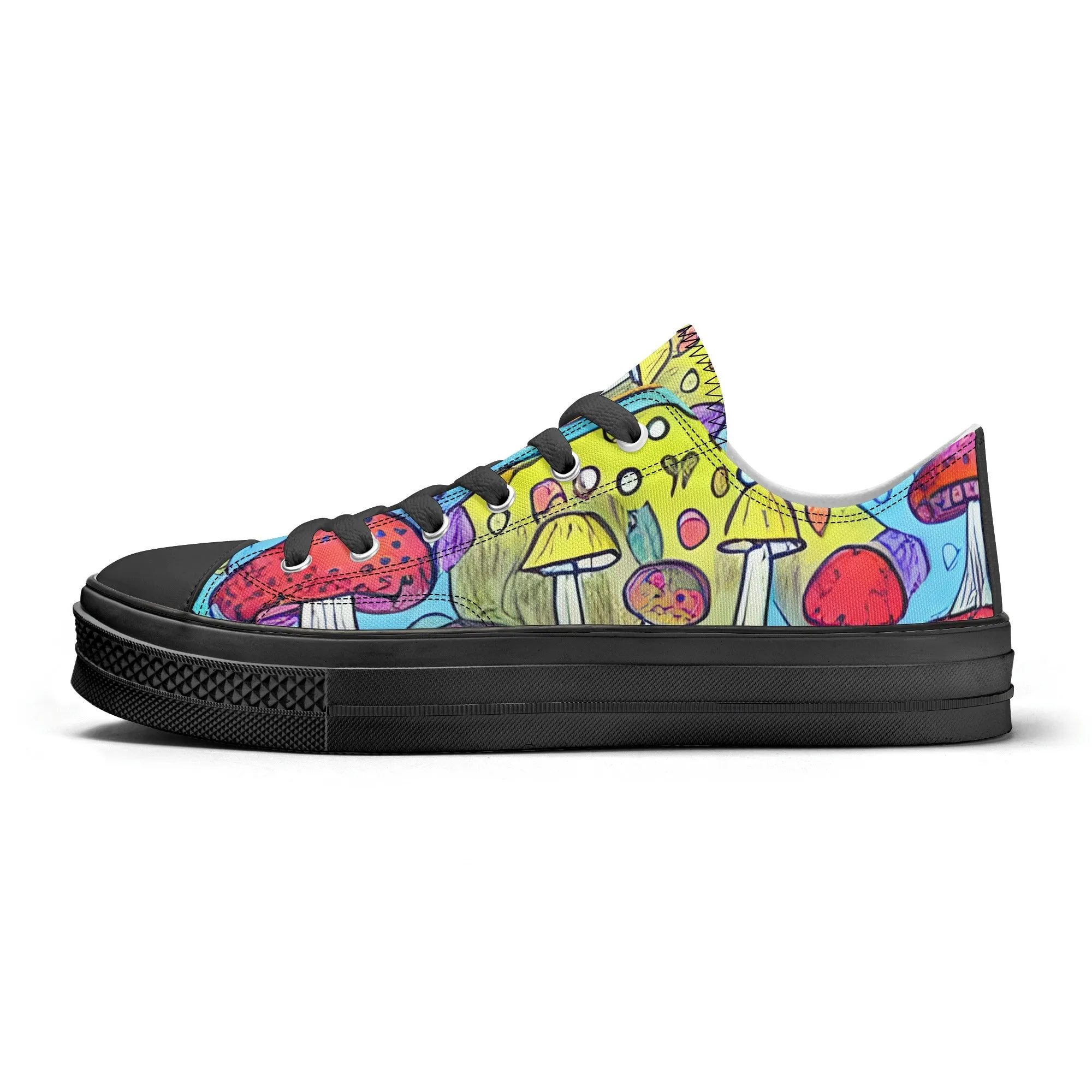 Mushroom Mens Low Top Shoes, Garden Classic Canvas Converse Sneakers.