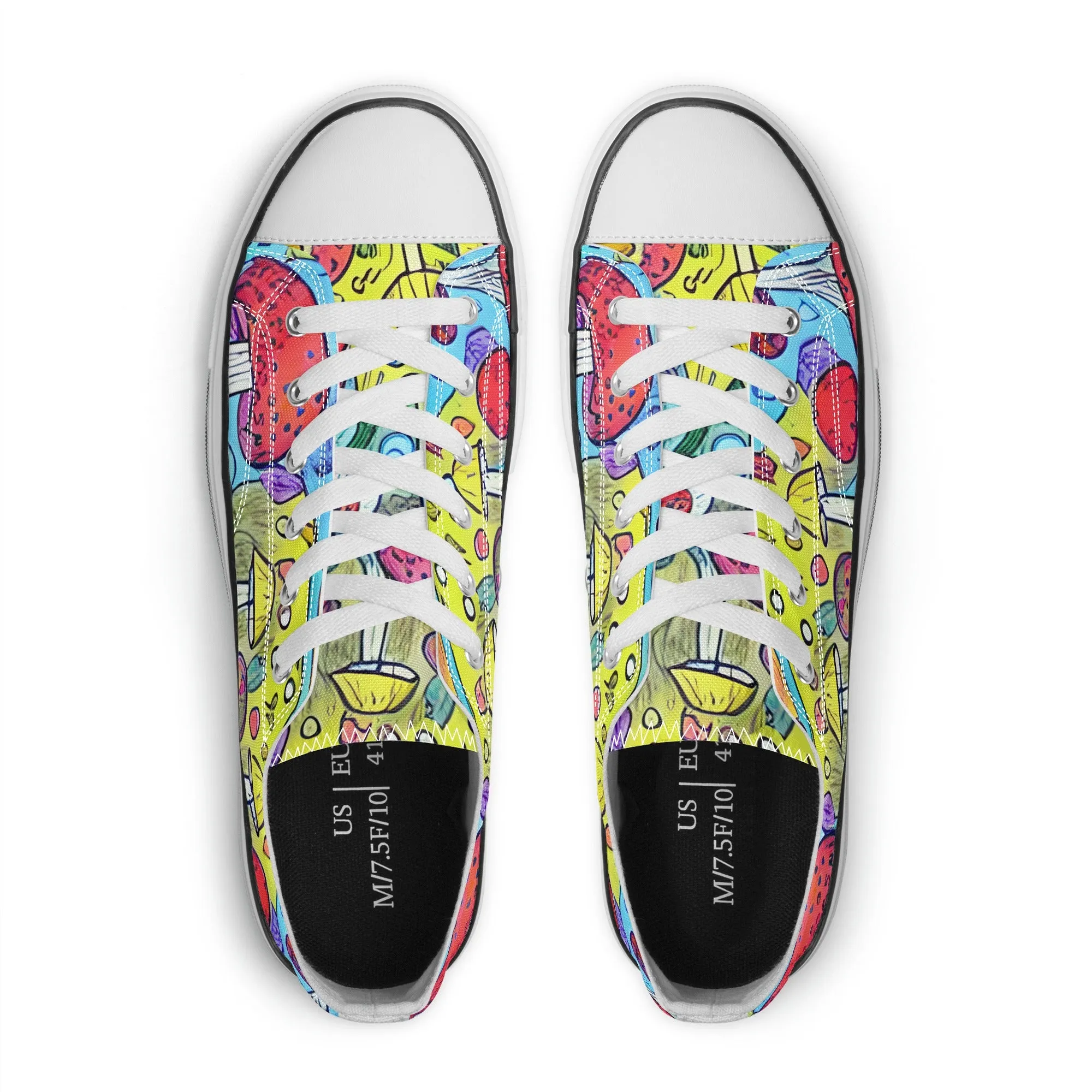 Mushroom Mens Low Top Shoes, Garden Classic Canvas Converse Sneakers.