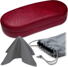 MyEyeglassCase - Large Sunglasses Case - Hard Glasses Case Holder w/Pouch & Cloth - Eyeglass Case Aviator Frames Men & Women