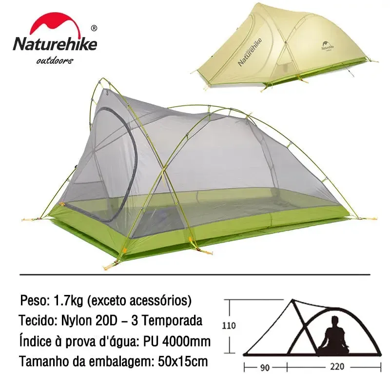 Naturehike Cirrus Ultralight Tent: 2-Person Camping and Hiking Tent | Lightweight Backpacking Tent for Beach Adventures | Includes Footprint