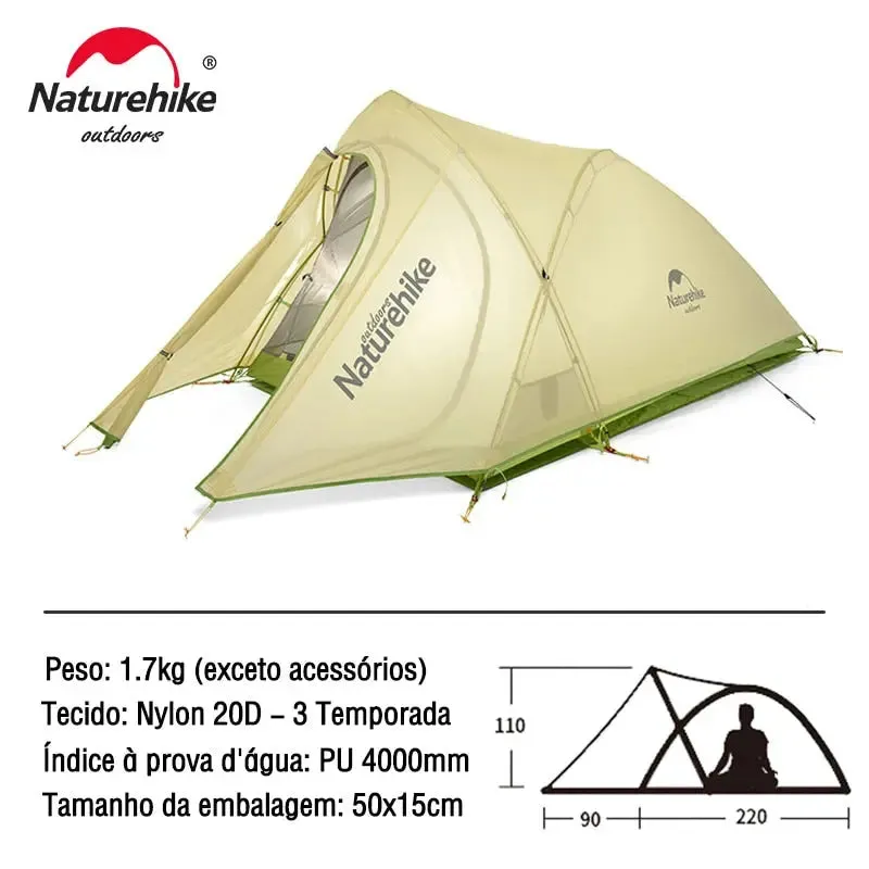 Naturehike Cirrus Ultralight Tent: 2-Person Camping and Hiking Tent | Lightweight Backpacking Tent for Beach Adventures | Includes Footprint