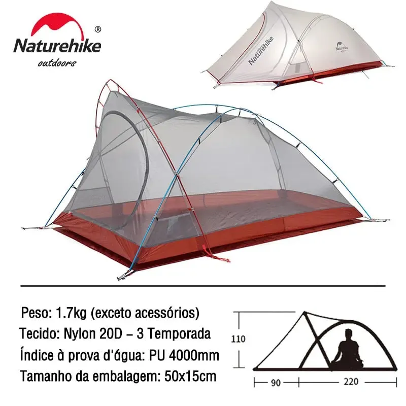 Naturehike Cirrus Ultralight Tent: 2-Person Camping and Hiking Tent | Lightweight Backpacking Tent for Beach Adventures | Includes Footprint