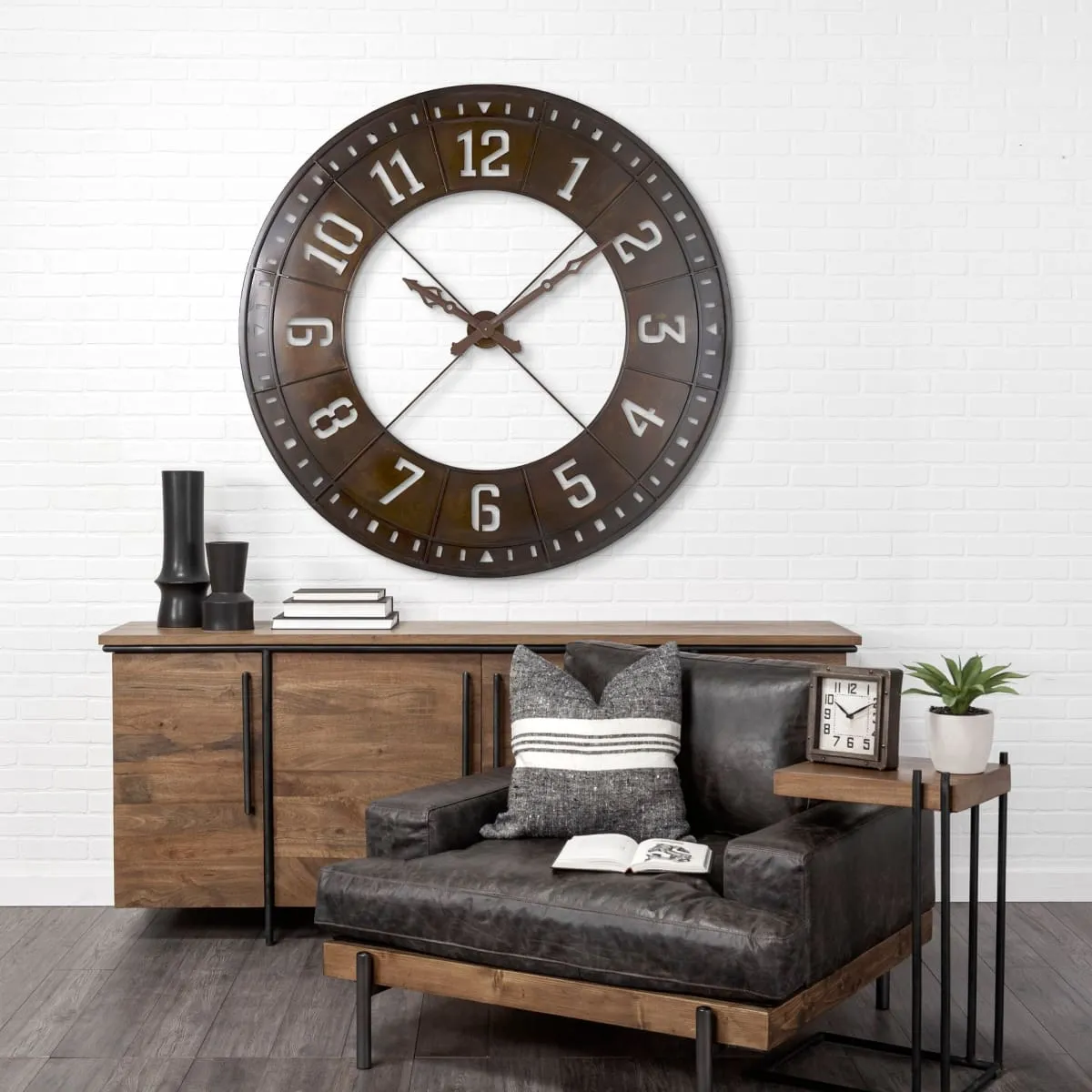 Newcastle Wall Clock Brown Metal | 57"