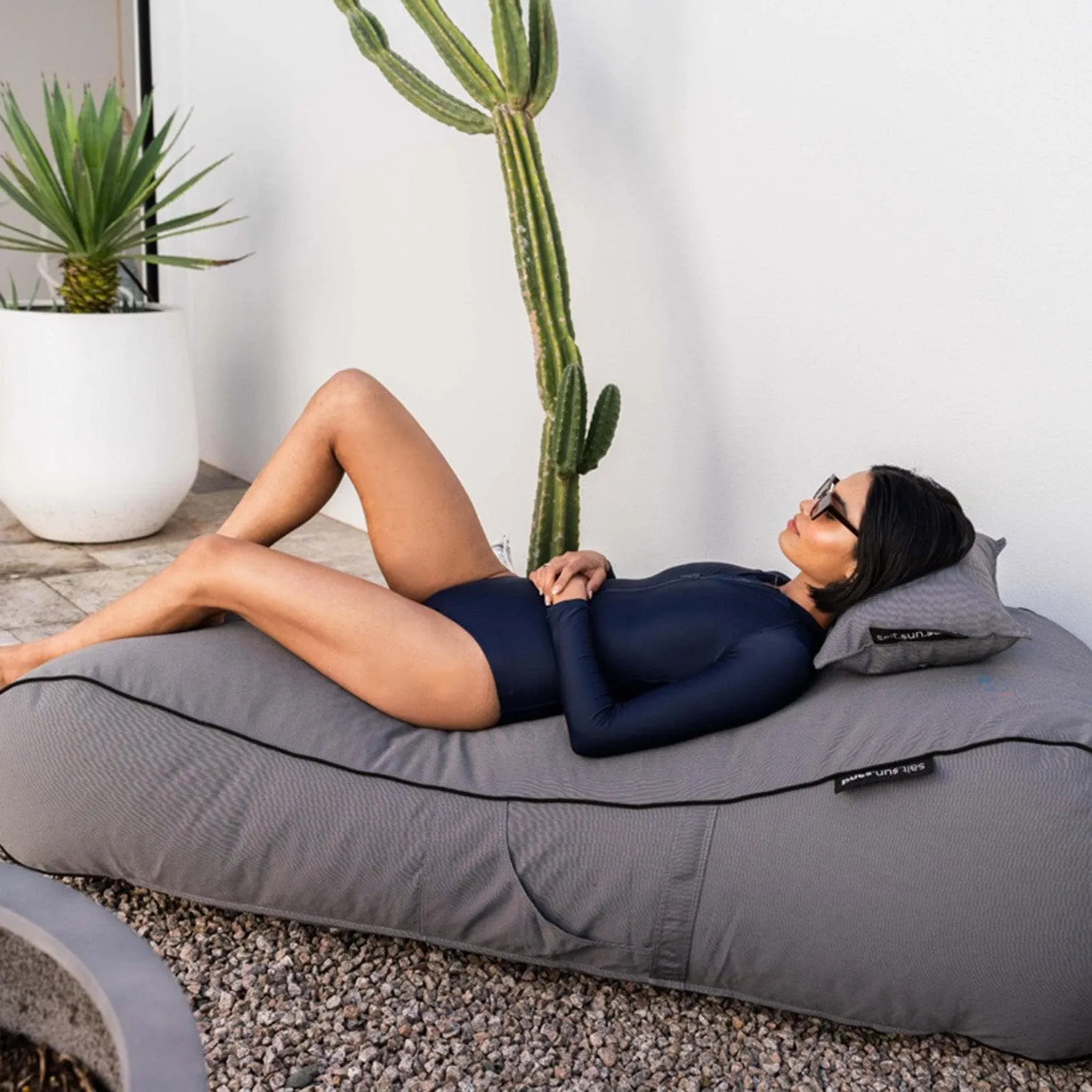 Noosa Indoor/Outdoor Bean Bag in Black Check
