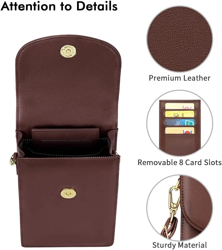 nuoku Crossbody Phone Bag for Women, Mini Crossbody Purse, Small Phone Wallet Crossbody with Removable Card Holder