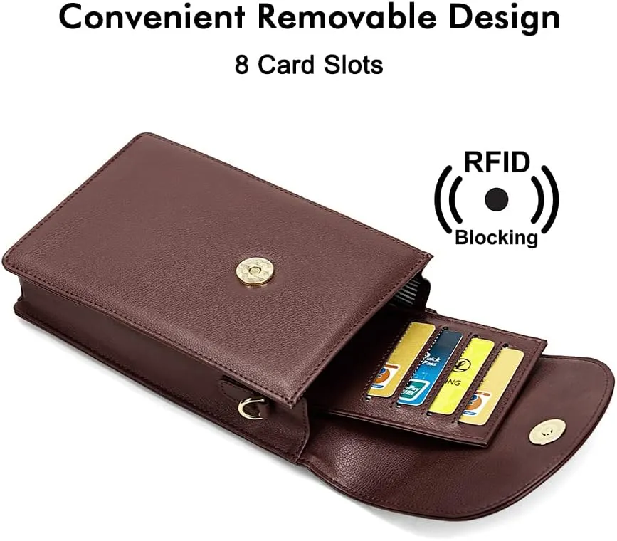 nuoku Crossbody Phone Bag for Women, Mini Crossbody Purse, Small Phone Wallet Crossbody with Removable Card Holder