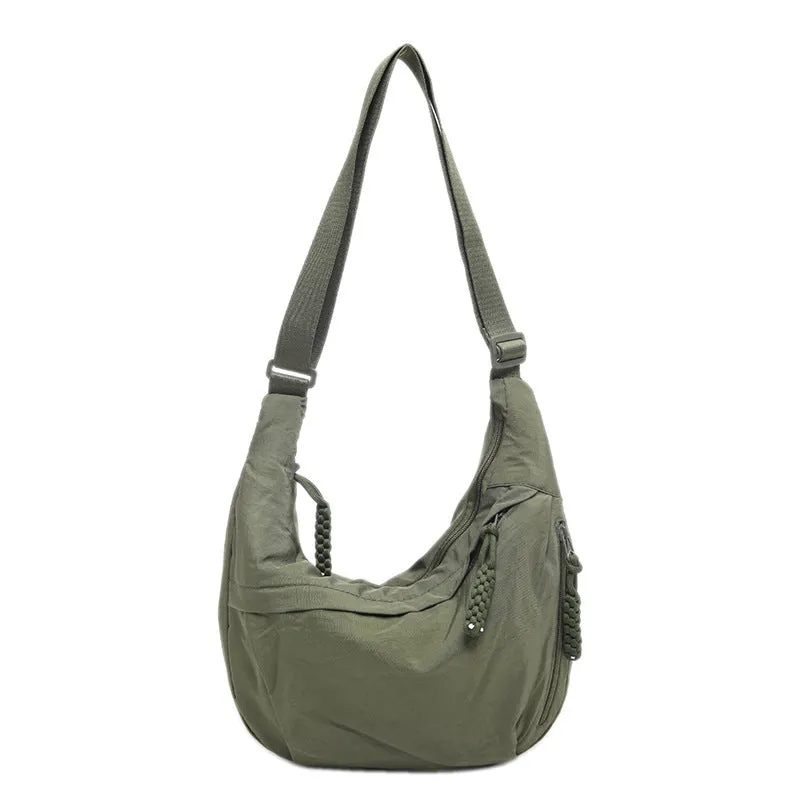 Nylon Washed Cloth Shoulder Bag – Versatile Large-Capacity Crossbody