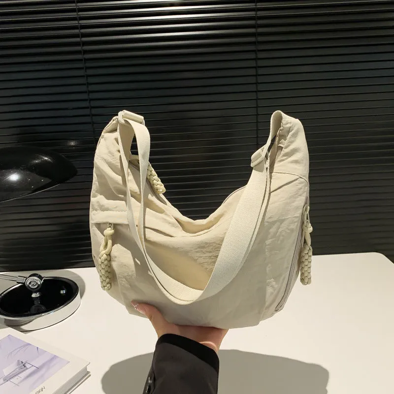 Nylon Washed Cloth Shoulder Bag – Versatile Large-Capacity Crossbody