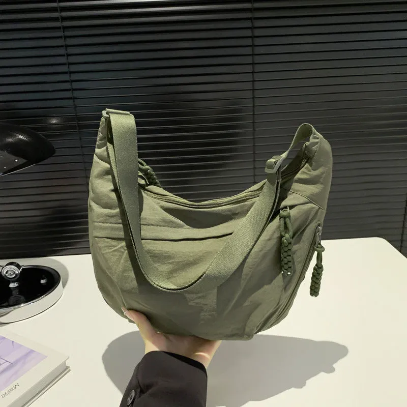Nylon Washed Cloth Shoulder Bag – Versatile Large-Capacity Crossbody