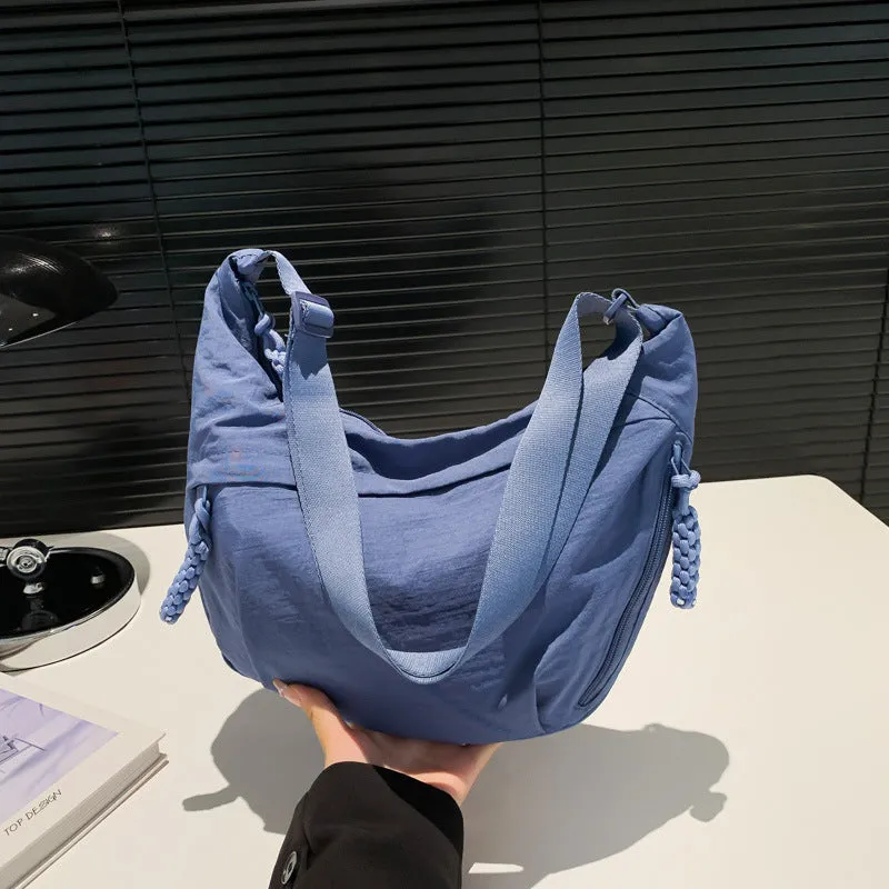 Nylon Washed Cloth Shoulder Bag – Versatile Large-Capacity Crossbody