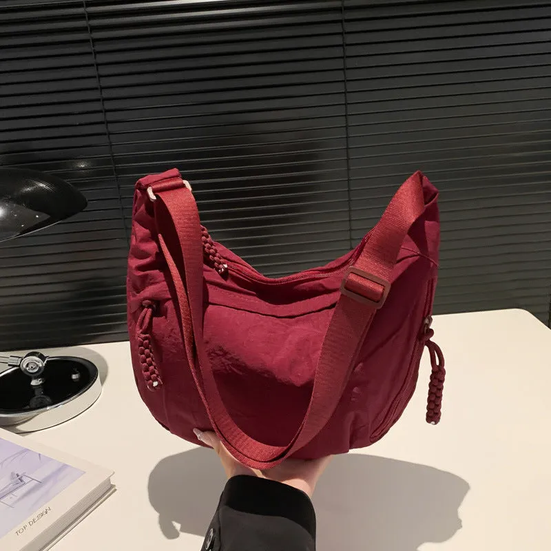 Nylon Washed Cloth Shoulder Bag – Versatile Large-Capacity Crossbody
