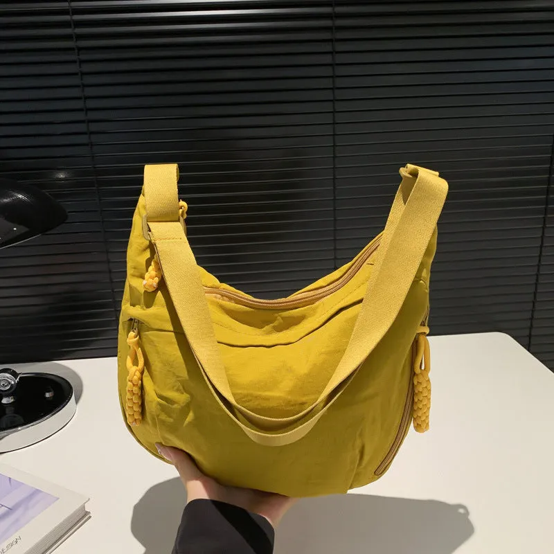 Nylon Washed Cloth Shoulder Bag – Versatile Large-Capacity Crossbody