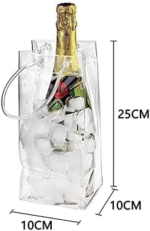 OLOTU Refrigerated Transparent Ice Pack with Carry HandlePVC Leakproof Ice Bag ECO FriendlyIce-Cold ToolsPortable Ice Bucket Wine Bottle Chiller Thick