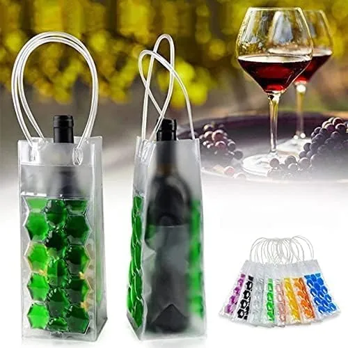 OLOTU Refrigerated Transparent Ice Pack with Carry HandlePVC Leakproof Ice Bag ECO FriendlyIce-Cold ToolsPortable Ice Bucket Wine Bottle Chiller Thick