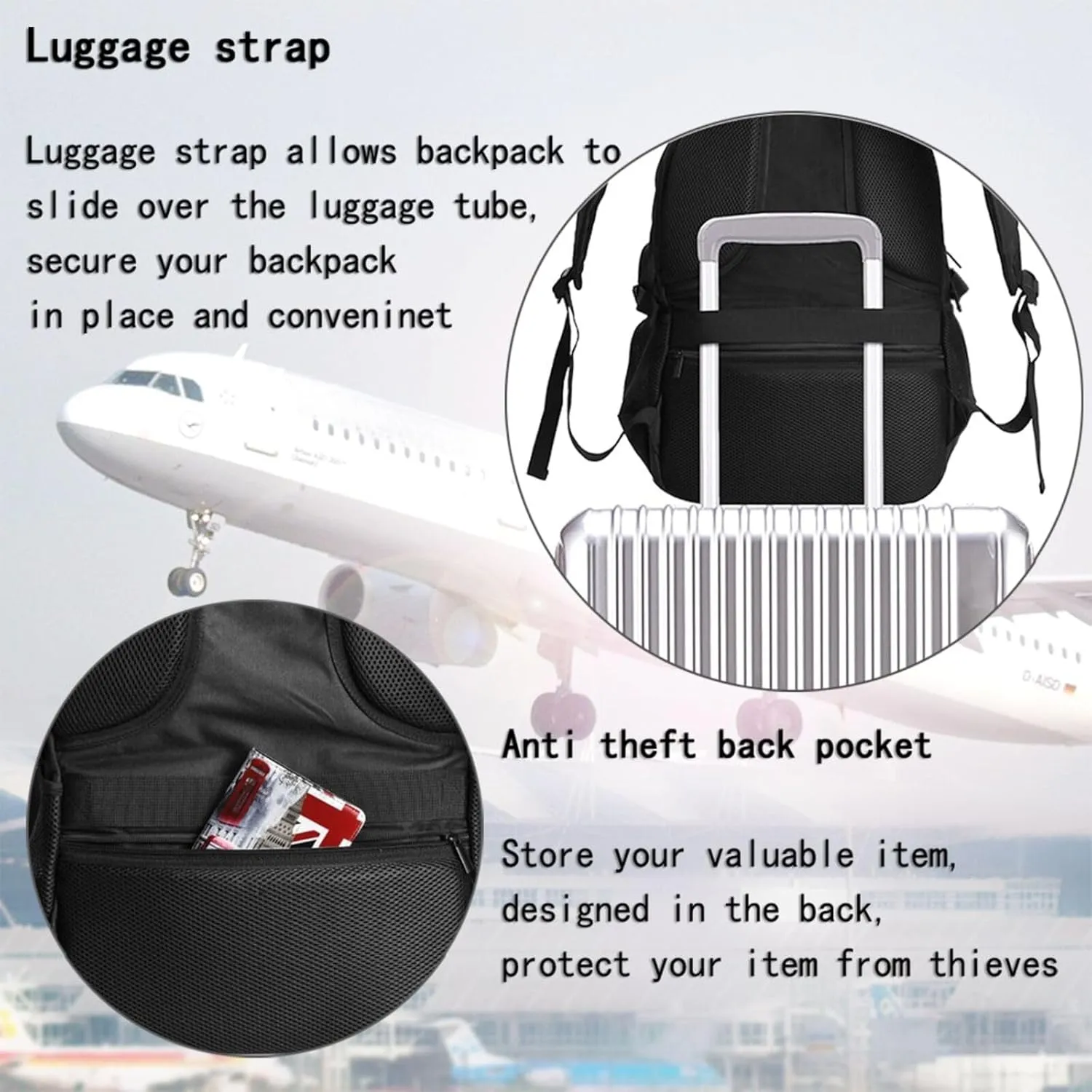 One Loves Caribbean Rastafari Jamaica Travel Backpack Laptop Backpacks Business Rucksack Outdoor Daypack Large Sport Bag with Luggage Strap USB Charging Port for Hiking Working
