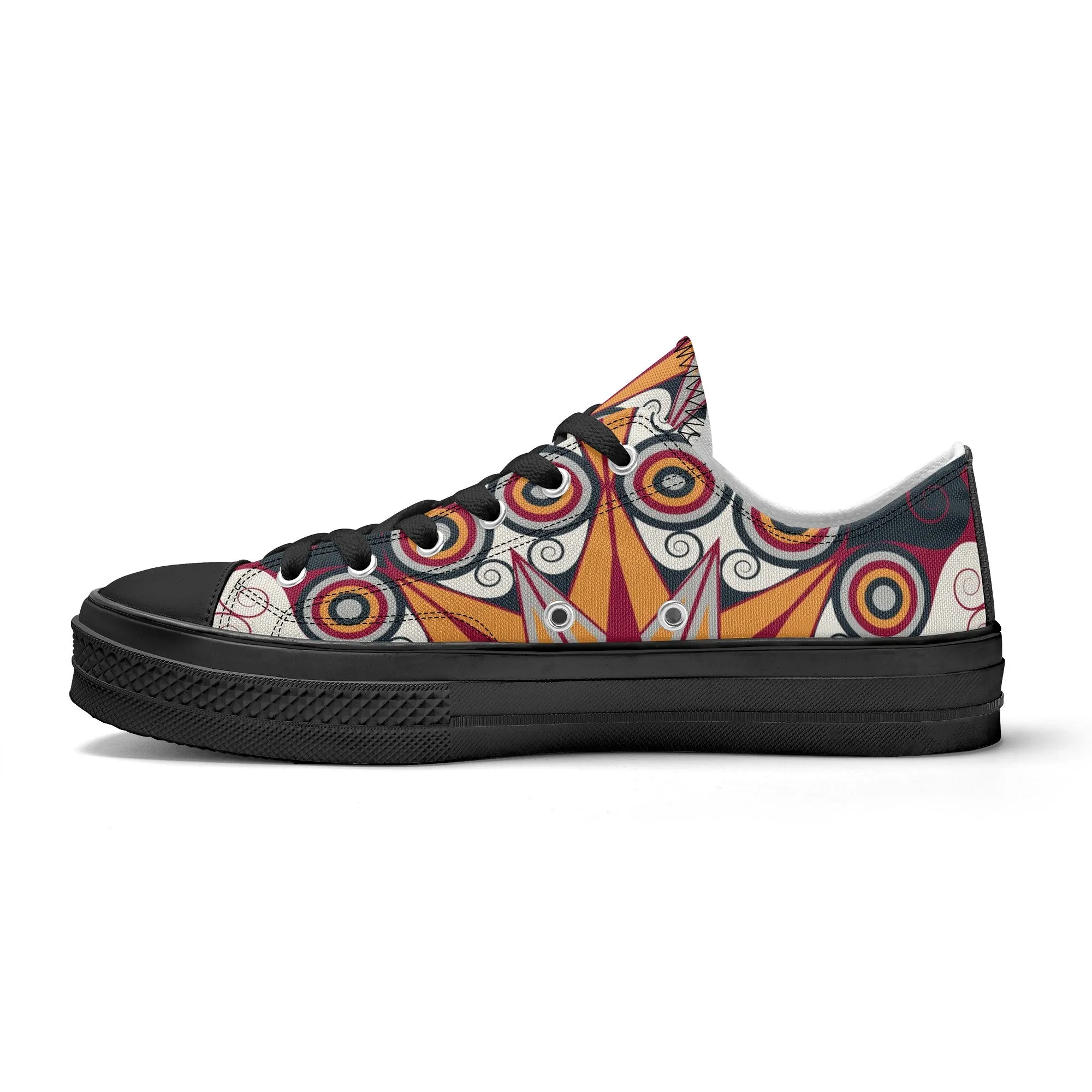 Orange, Red and Blue Mandala Pattern - Mens Classic Low Top Canvas Shoes for Footwear Lovers