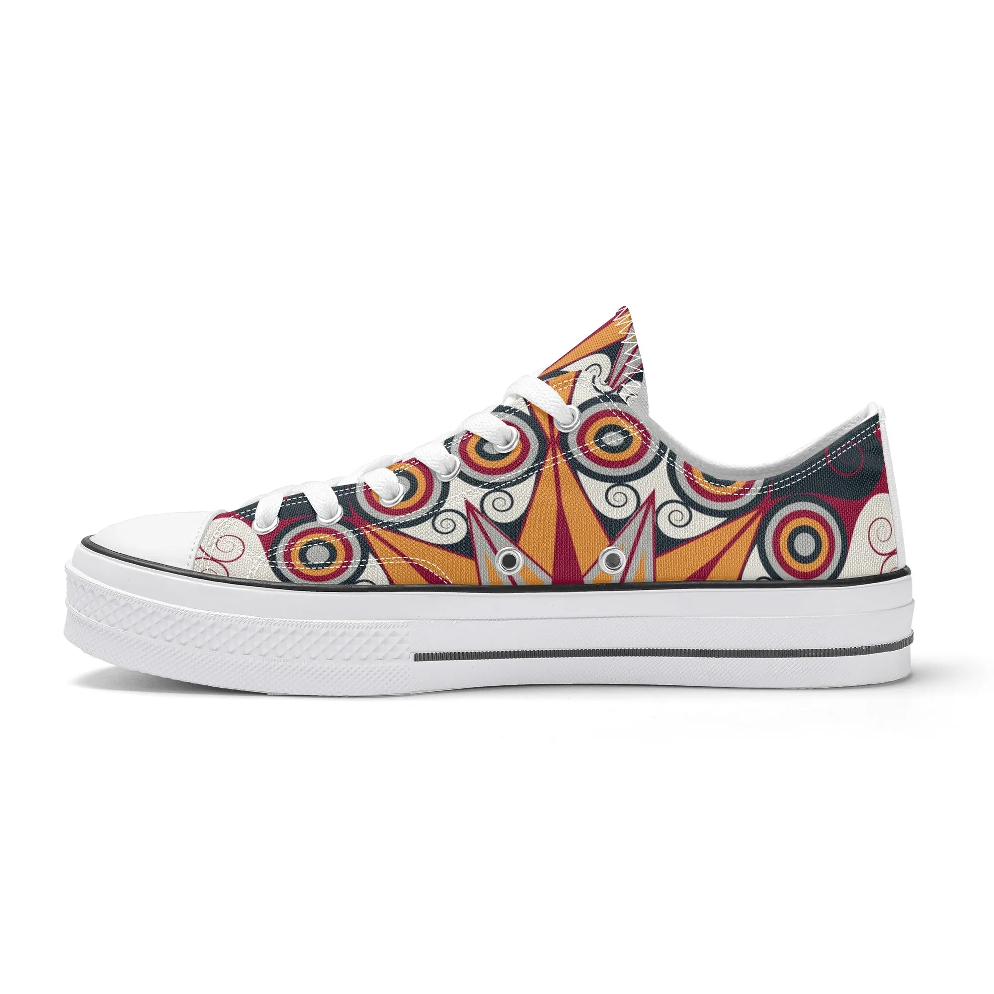 Orange, Red and Blue Mandala Pattern - Mens Classic Low Top Canvas Shoes for Footwear Lovers
