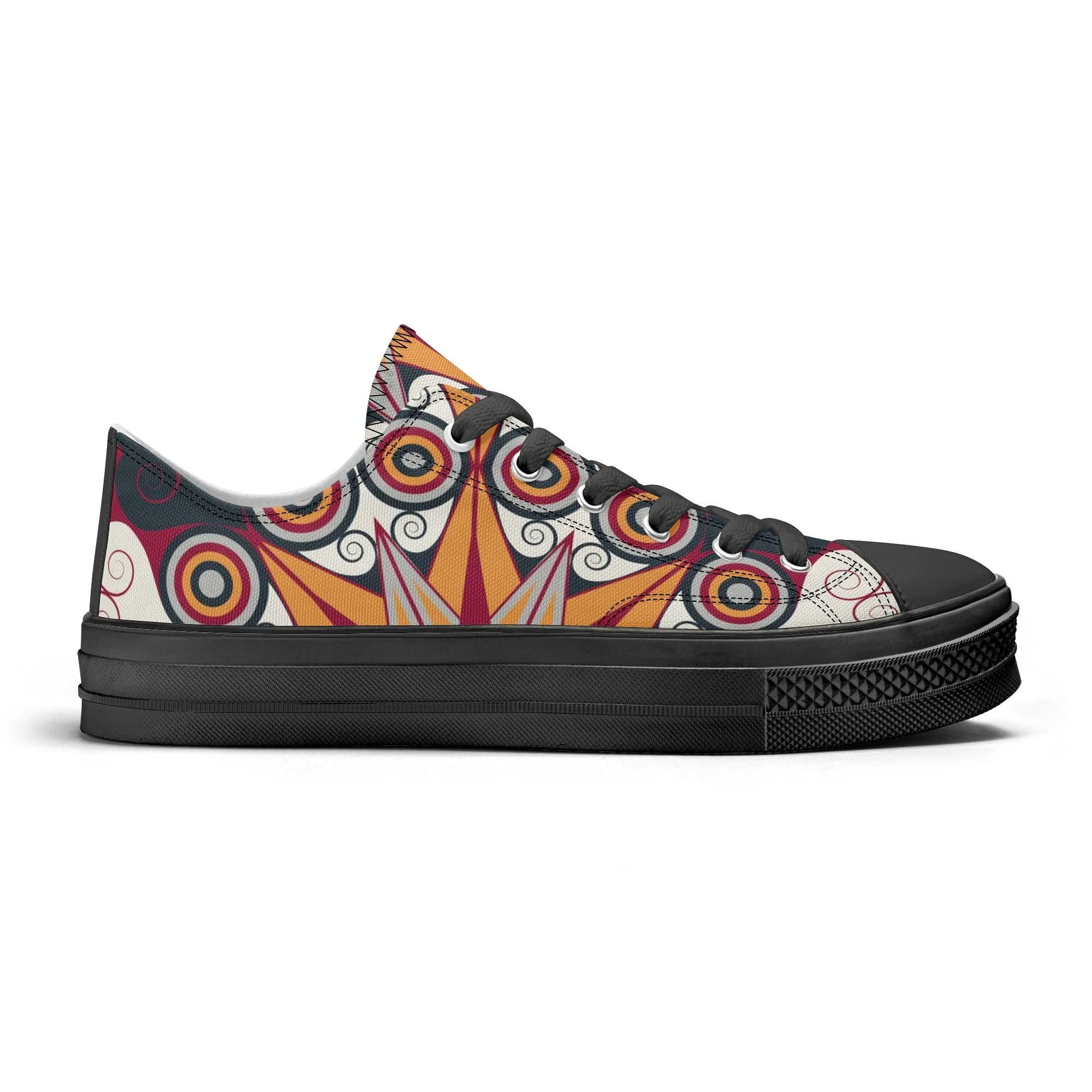 Orange, Red and Blue Mandala Pattern - Mens Classic Low Top Canvas Shoes for Footwear Lovers