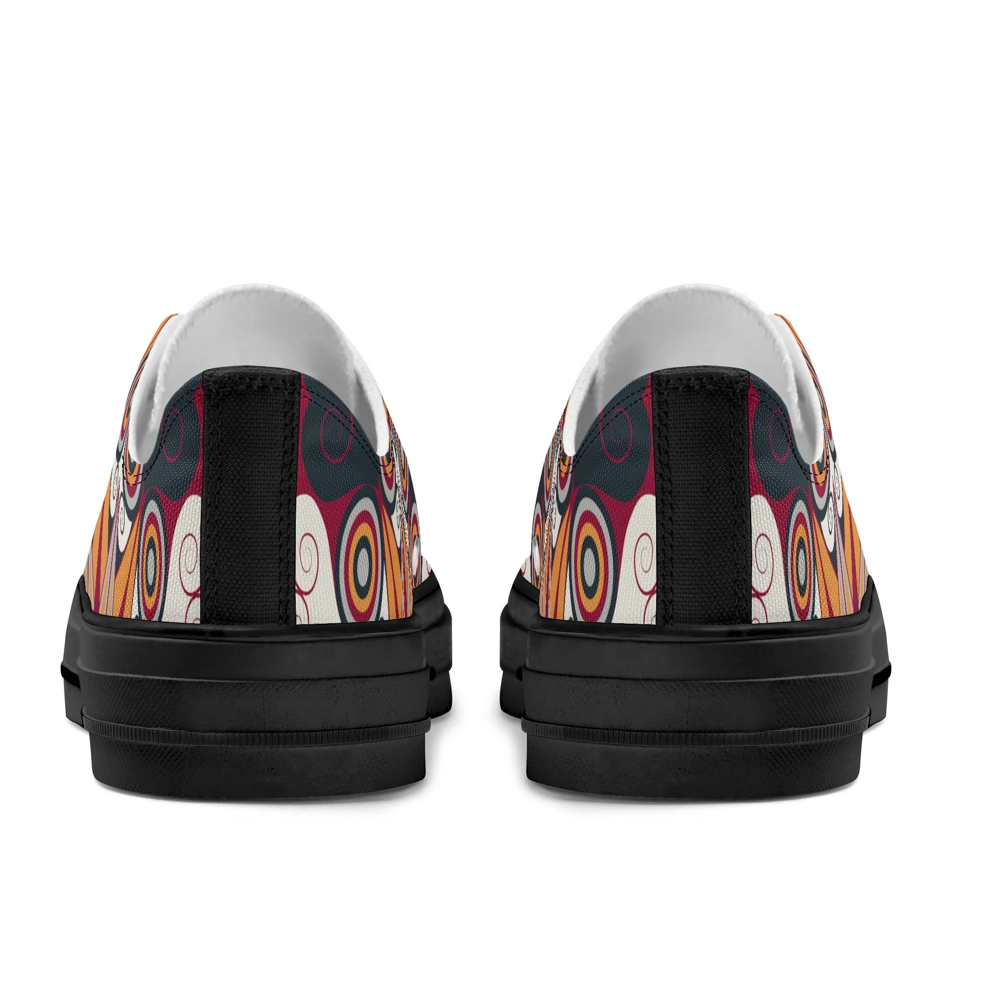 Orange, Red and Blue Mandala Pattern - Mens Classic Low Top Canvas Shoes for Footwear Lovers