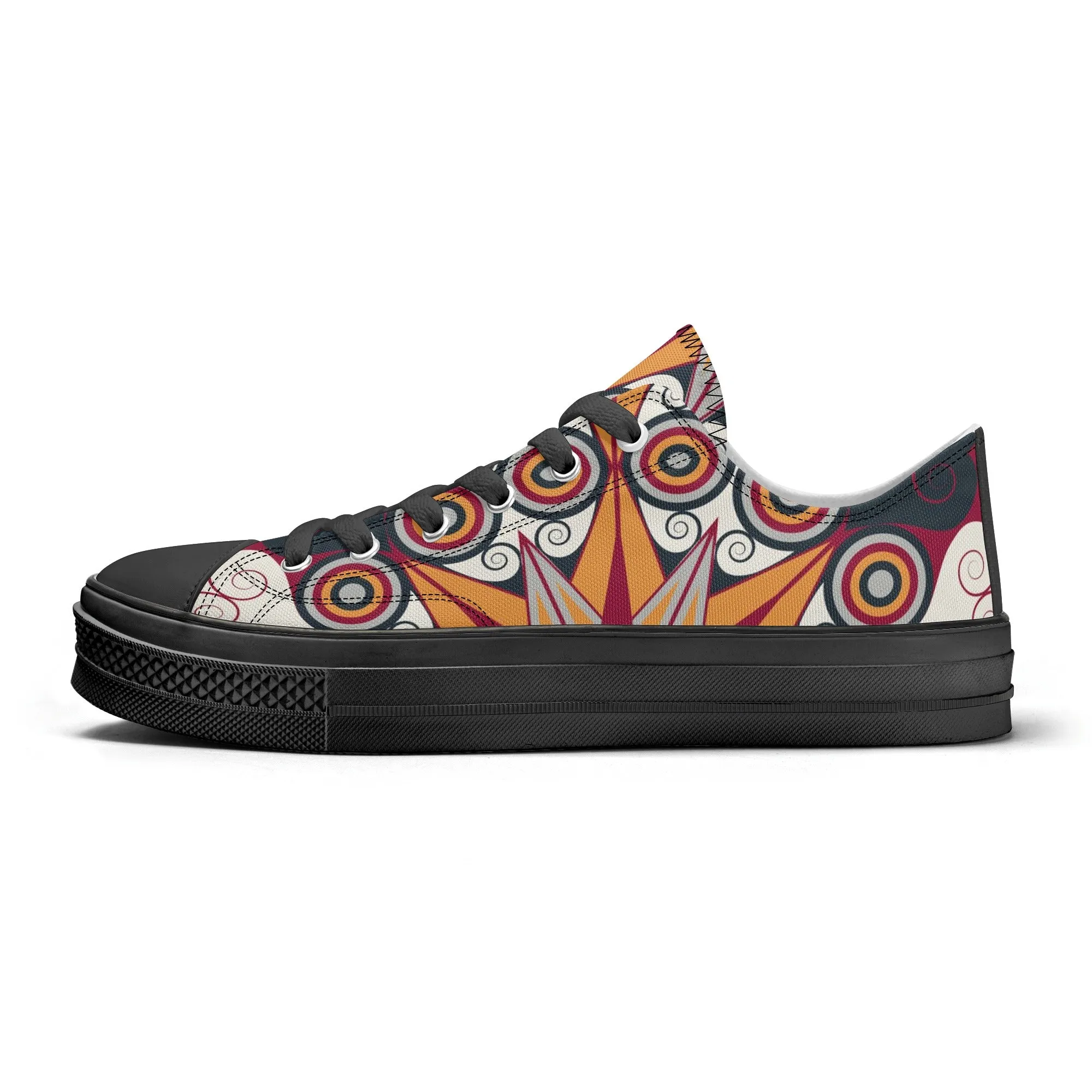 Orange, Red and Blue Mandala Pattern - Mens Classic Low Top Canvas Shoes for Footwear Lovers