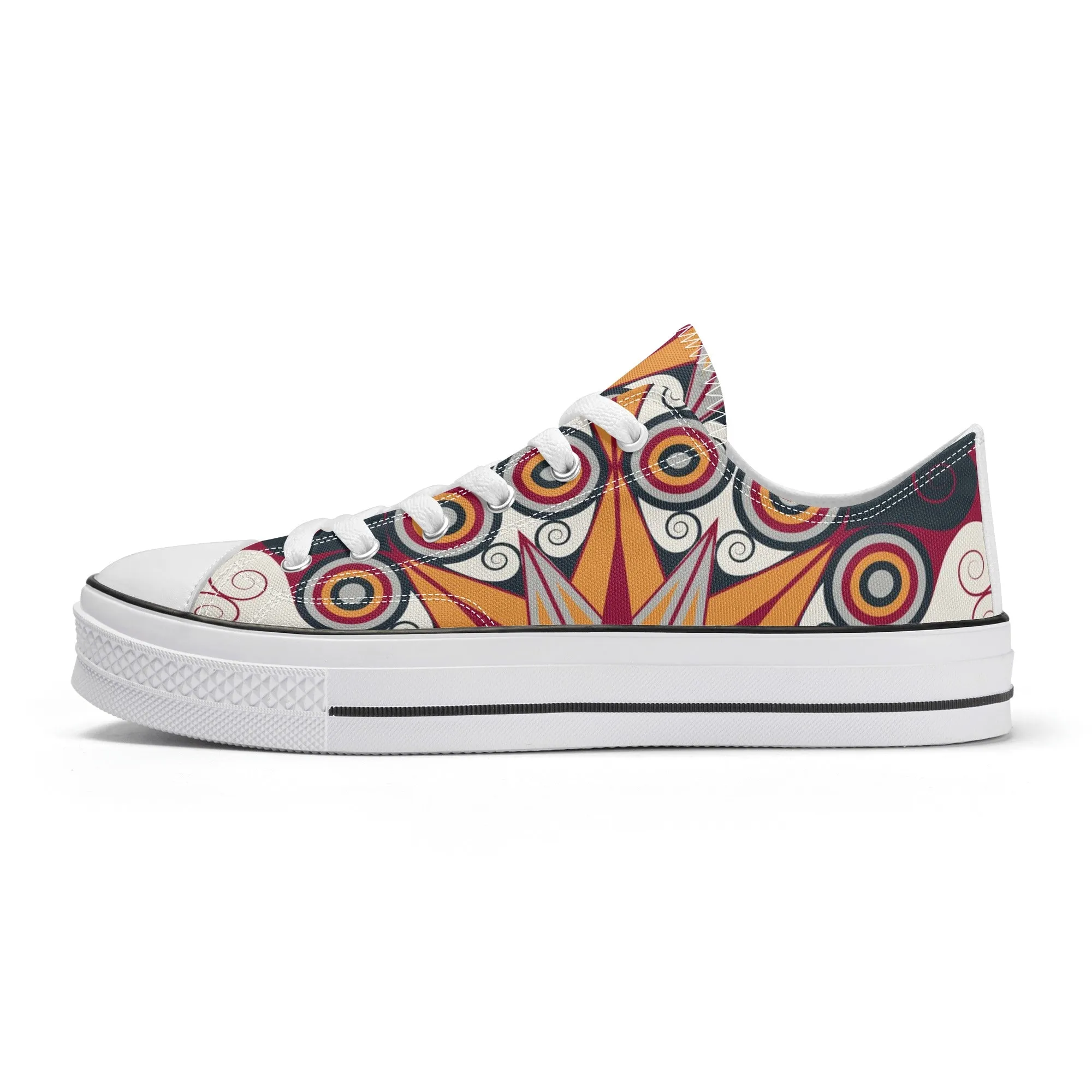 Orange, Red and Blue Mandala Pattern - Mens Classic Low Top Canvas Shoes for Footwear Lovers