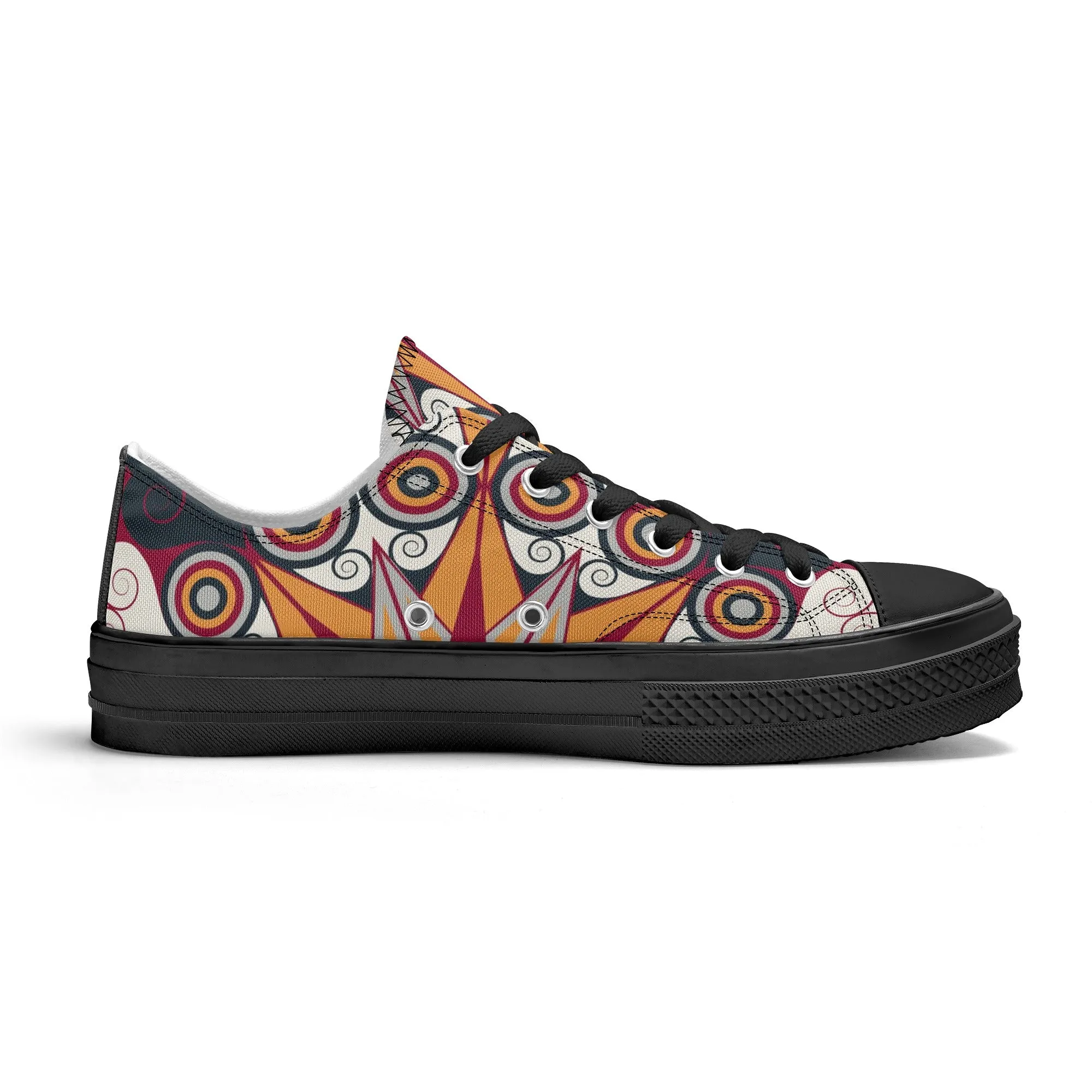 Orange, Red and Blue Mandala Pattern - Mens Classic Low Top Canvas Shoes for Footwear Lovers