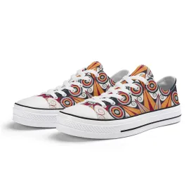 Orange, Red and Blue Mandala Pattern - Mens Classic Low Top Canvas Shoes for Footwear Lovers